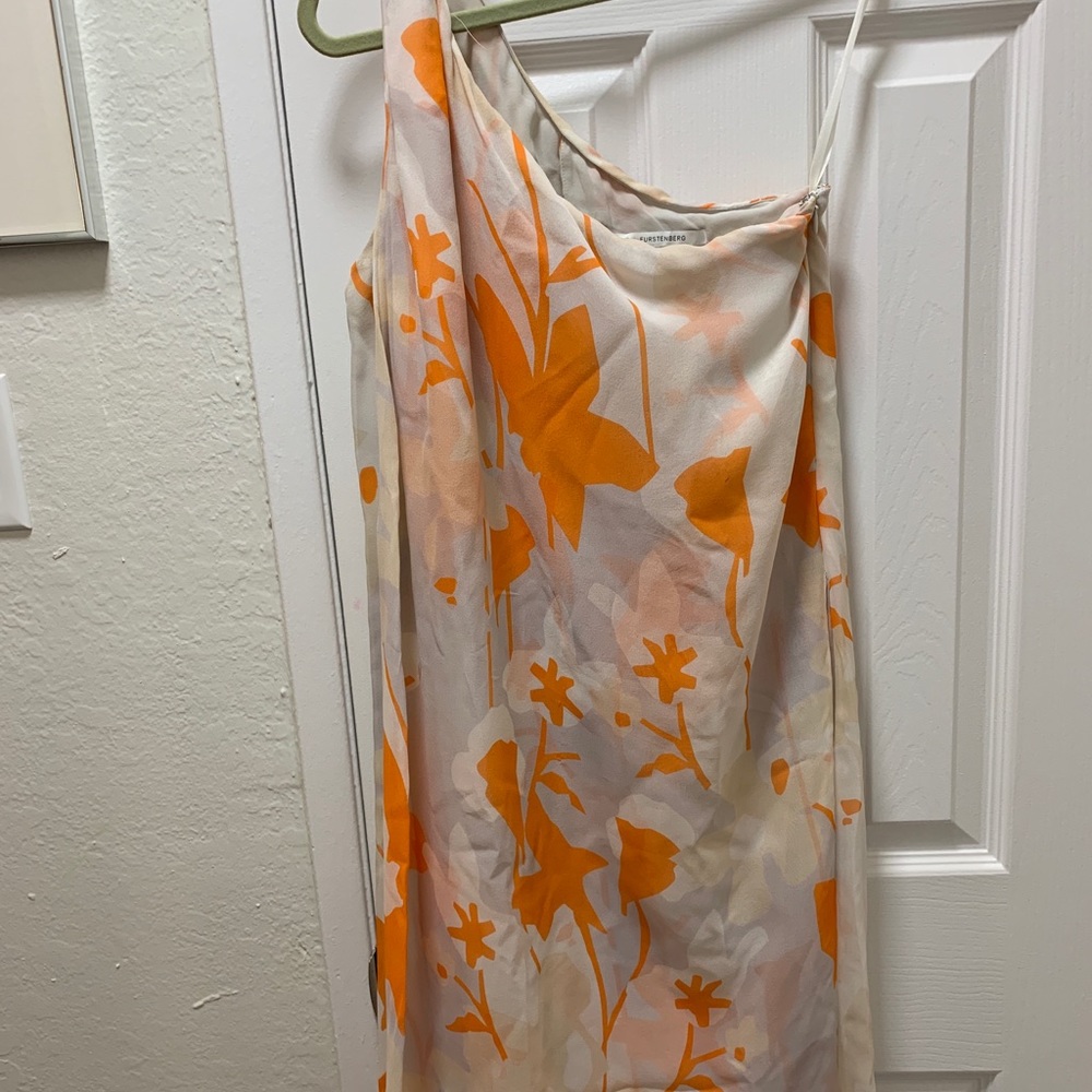 Never worn DVF one shoulder floral mini dress